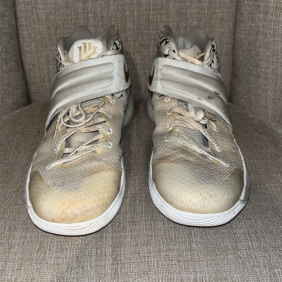 Nike Kyrie Irving Gold and White High-Top Sneakers main image 11
